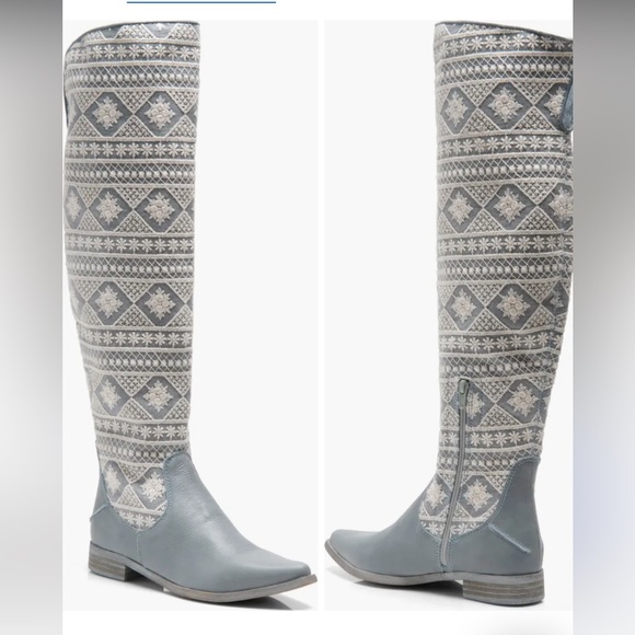 64. Free People Bren Crochet Tall Boot in Calm Waters, Size 7 - Picture 16 of 17